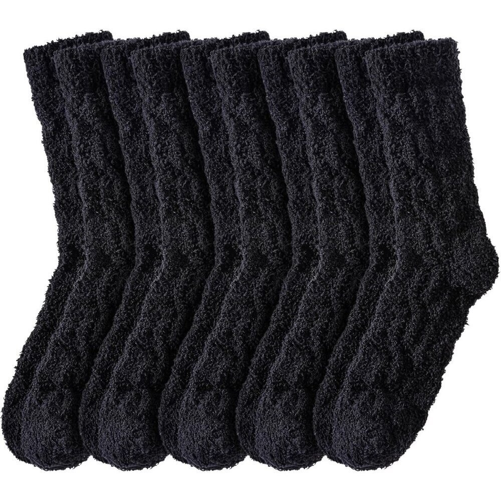 🆕Women's BlackFuzzy Socks Cozy Fluffy Slipper Soft Winter Warm Home Sleeping